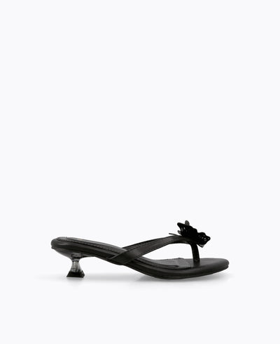 Paloma Thong Heel Sandals - Black