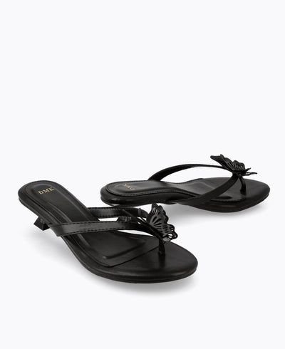 Paloma Thong Heel Sandals - Black