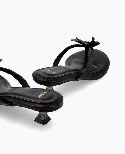 Paloma Thong Heel Sandals - Black