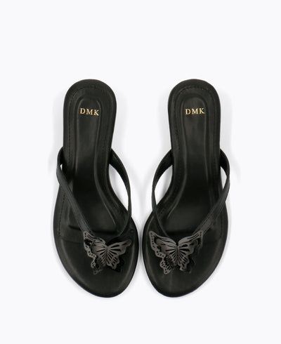 Paloma Thong Heel Sandals - Black