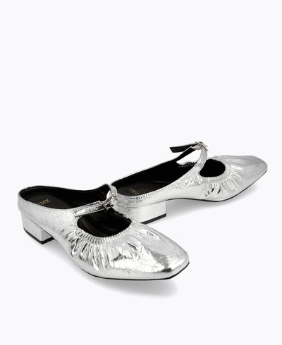 Macy Block Heel Pumps - Silver