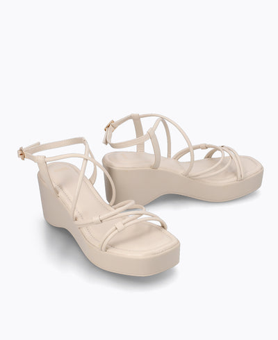 Noelle Platform Heel Sandals - Beige