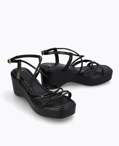 Noelle Platform Heel Sandals - Black