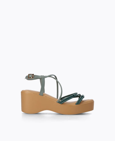 Noelle Platform Heel Sandals - Blue Green