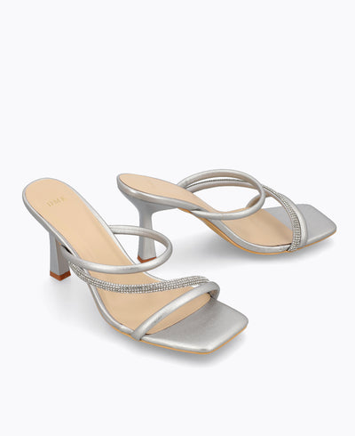 Adalyn Heel Sandals - Silver