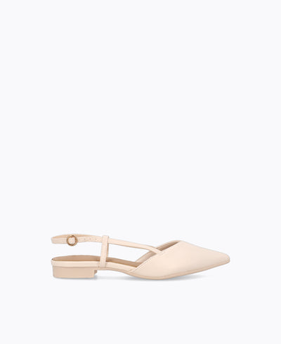 Brianna Slingback Flat Pumps - Beige