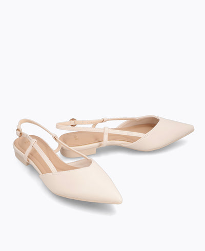 Brianna Slingback Flat Pumps - Beige