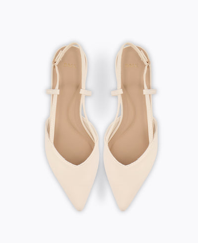 Brianna Slingback Flat Pumps - Beige