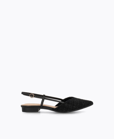 Brianna Slingback Flat Pumps - Black