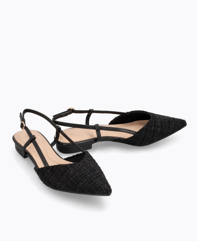 Brianna Slingback Flat Pumps - Black