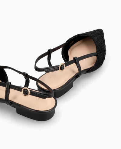 Brianna Slingback Flat Pumps - Black