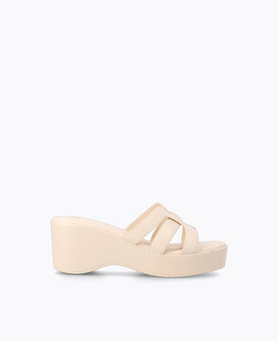 Emily Platform Wedge Sandals - Beige