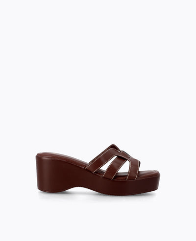 Emily Platform Wedge Sandals - Brown