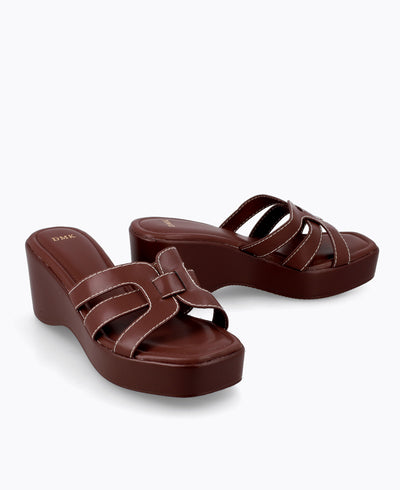 Emily Platform Wedge Sandals - Brown