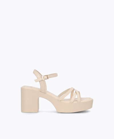 Hazel Platform Heel Sandals - Beige