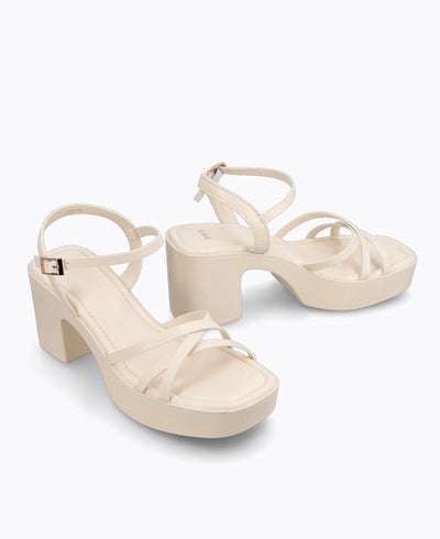 Hazel Platform Heel Sandals - Beige