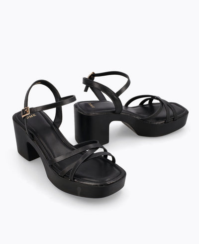 Hazel Platform Heel Sandals - Black