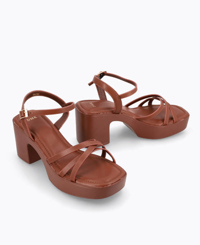 Hazel Platform Heel Sandals - Brown