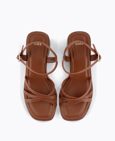 Hazel Platform Heel Sandals - Brown