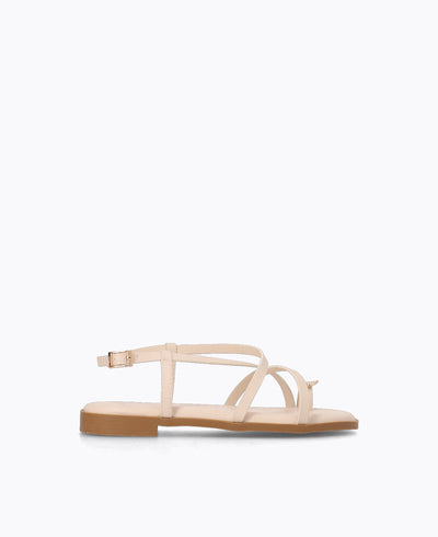 Heather Strappy Flat Sandals - Beige