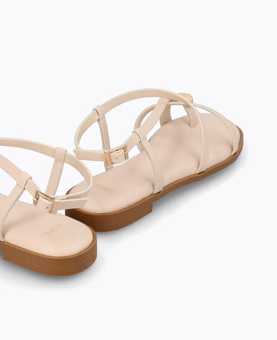 Heather Strappy Flat Sandals - Beige