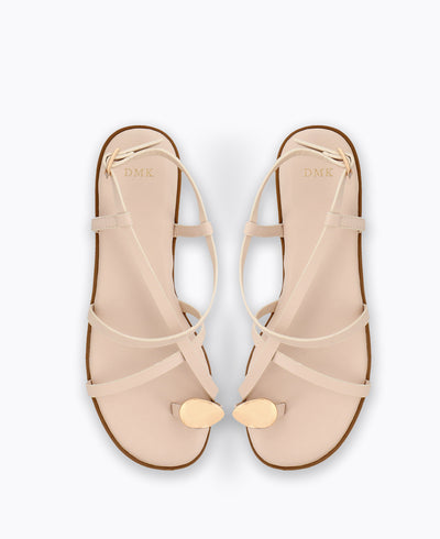 Heather Strappy Flat Sandals - Beige