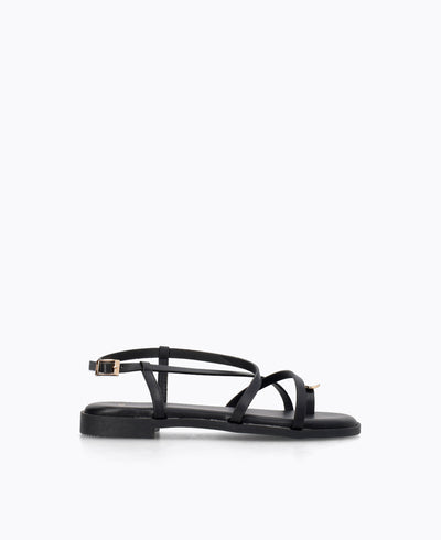 Heather Strappy Flat Sandals - Black