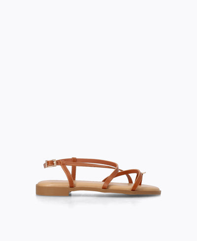 Heather Strappy Flat Sandals - Brown