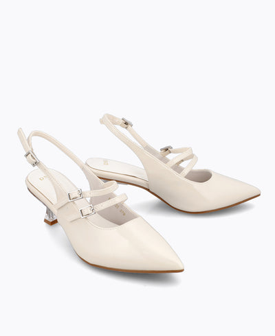 Jacqueline Slingback Heel Pumps - Beige