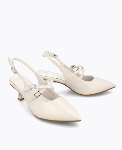 Jacqueline Slingback Heel Pumps - Beige