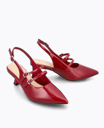 Jacqueline Slingback Heel Pumps - Red