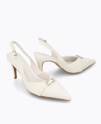 Luna Slingback Heel Pumps - Beige