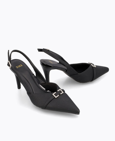 Luna Slingback Heel Pumps - Black