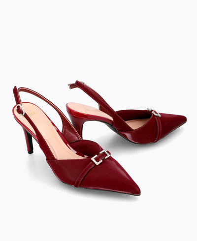 Luna Slingback Heel Pumps - Maroon