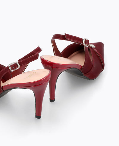 Luna Slingback Heel Pumps - Maroon