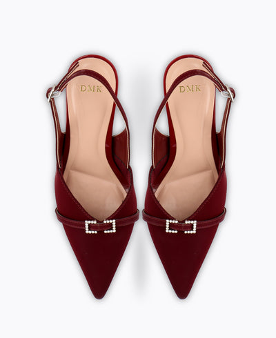 Luna Slingback Heel Pumps - Maroon