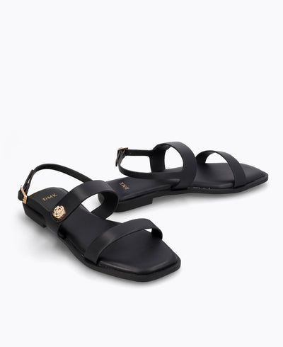 Maddie Flat Sandals - Black