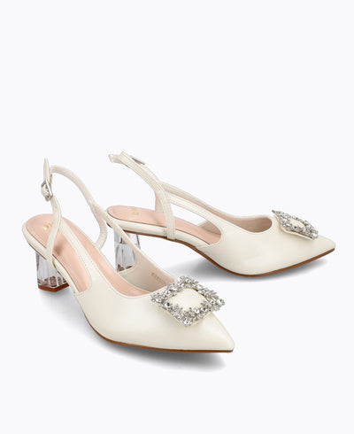 Madison Slingback Heel Pumps - Beige