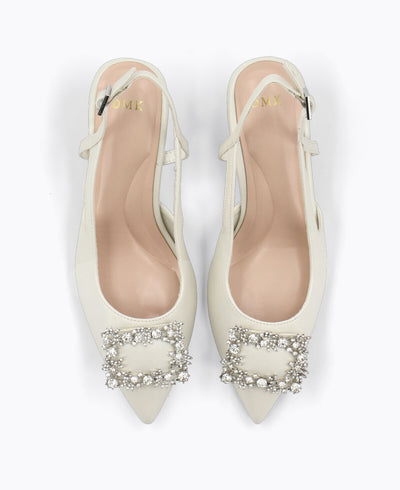 Madison Slingback Heel Pumps - Beige