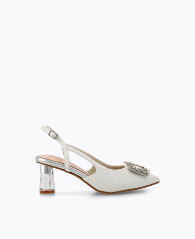 Madison Slingback Heel Pumps - Silver