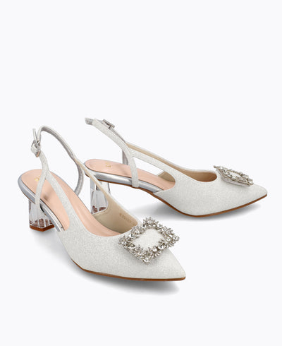 Madison Slingback Heel Pumps - Silver