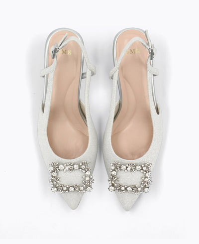 Madison Slingback Heel Pumps - Silver