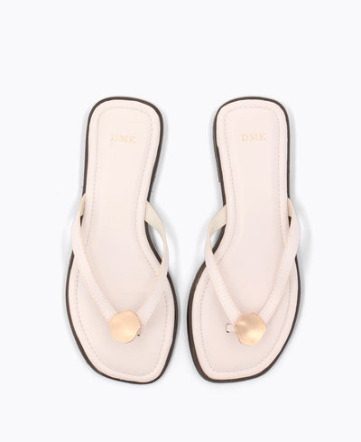 Maple Thong Flat Sandals - Beige