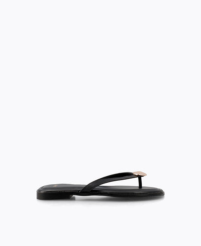 Maple Thong Flat Sandals - Black