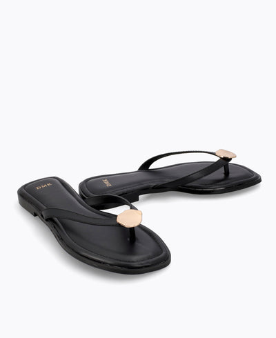 Maple Thong Flat Sandals - Black