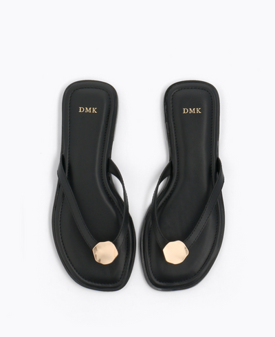 Maple Thong Flat Sandals - Black