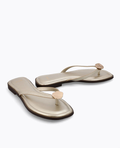 Maple Thong Flat Sandals - Gold