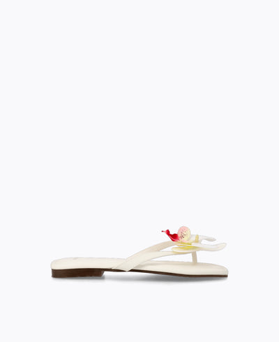 Poppy Flat Sandals - White