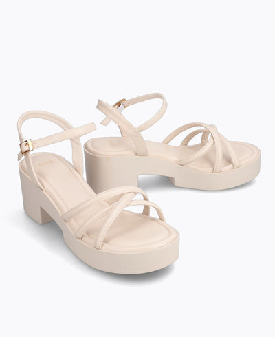 Reyna Platform Heel Sandals - Beige