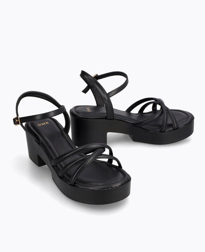 Reyna Platform Heel Sandals - Black